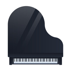Classical Black Grand Piano Vector Illustration