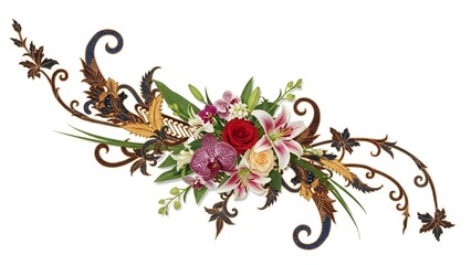Vibrant floral arrangement with elegant decorative elements