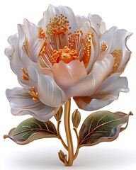 Sophisticated floral sculpture golden botanical art high resolution picture
