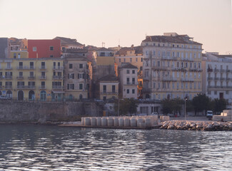 Fototapeta premium Sea view of the Kerkyra city promenade on the island of Corfu in Greece
