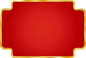 Red Gold Christmas red price tag. Vintage luxury frame with border. Birthday and New Year gift voucher. Royal elegant emblem. Premium label template. Sale certificate. Vector illustration, EPS 10.