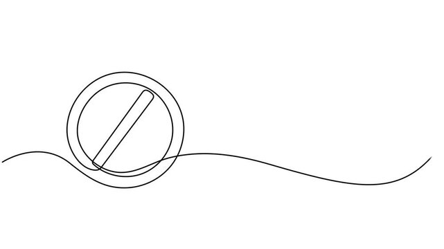Red sign stop animation continuous one line drawing, Stop sign continuous line sketch design red symbol icon. Minimalist one line art traffic sign outline logo. Continuous video with one line. vector.