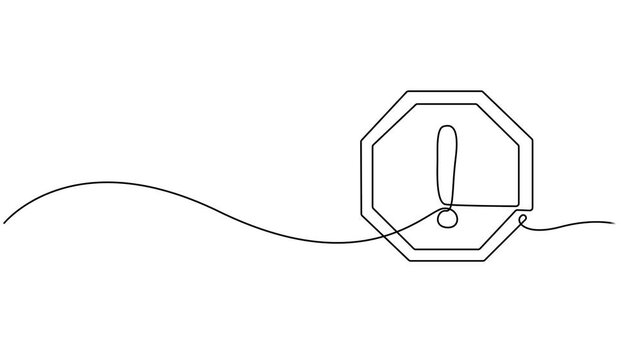 Red sign stop animation continuous one line drawing, Stop sign continuous line sketch design red symbol icon. Minimalist one line art traffic sign outline logo. Continuous video with one line. vector.