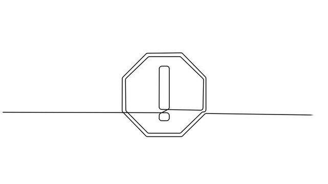 Red sign stop animation continuous one line drawing, Stop sign continuous line sketch design red symbol icon. Minimalist one line art traffic sign outline logo. Continuous video with one line. vector.