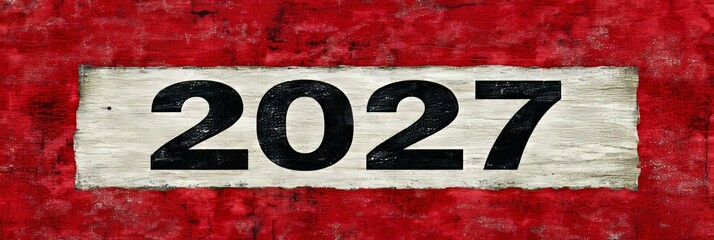 Futuristic Scarlet Backdrop Year 2027 Evokes Temporal Progress and Innovative Aspirations Ahead