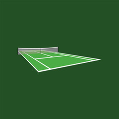 Tennis Court Playing Field Arena Empty Isolated Vector