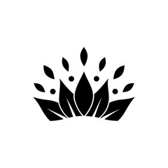Elegant petal crown logo with minimal and graceful composition On white Background Vector illustration