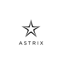 Fototapeta premium AstriX logo featuring a stylized black star with sharp points and elegant curves.