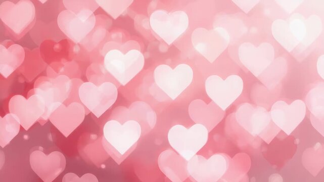 Soft pink heart bokeh background romantic valentine glowing lights soft dreamy pastel heart bokeh