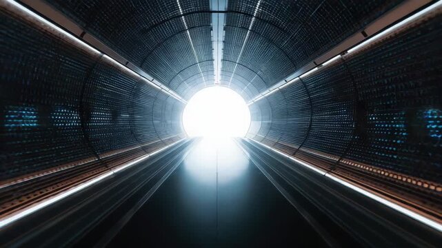 Futuristic tunnel light tunnel corridor architecture symmetry perspective ceiling metal Futuristic