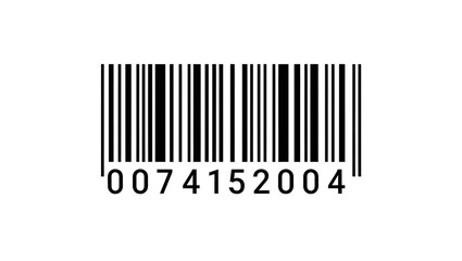 A universal product code barcode with numerical sequence 0074152004 for inventory tracking and retail management