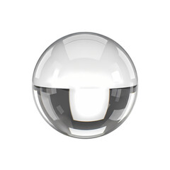 Shiny white sphere with reflective surface on black background