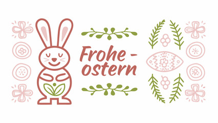 Fototapeta premium Easter bunny with festive flowers and leaves design