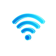 Glowing blue WiFi symbol on black background