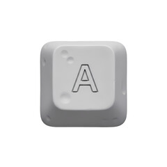 Close-up of a white keyboard key with the letter A on it