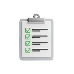 Clipboard with completed checklist on black background