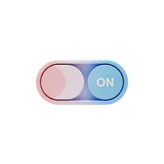 Modern toggle switch button with ON position in blue and black background