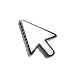 Shiny white computer mouse cursor on black background