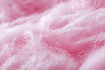 Close-up view of cotton candy texture with light pink sugar fibers on a bright day at a fair