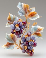 Modern floral glass artwork with gold accents high resolution picture