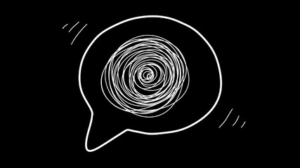 Animated Speech Bubble with Tangled Scribble on transparent background. Looped animation. Alpha channel. For mental health awareness, explainer videos, social media content, psychology projects