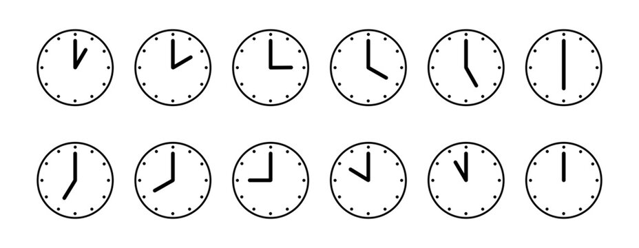 時計のアイコンセット、ピクトグラム、イラスト、シンプル