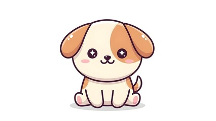 Cute Kawaii Puppy Cartoon with Pastel Colors, Adorable Dog Illustration