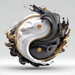 Modern yin yang liquid art sculpture high resolution picture