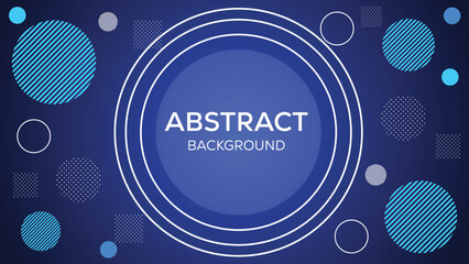 Blue abstract background with geometric shapes and concentric white circles