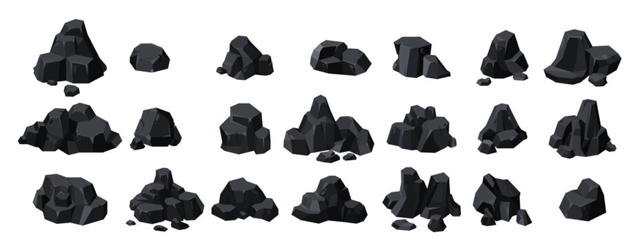 cartoon coal ore black charcoal graphite lump