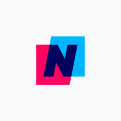 n letter mark square logo vector icon illustration