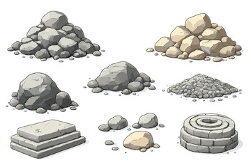 Collection of Stone Assets for Game Development and Design