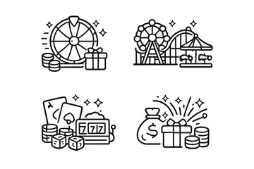 Naklejka premium Set of casino and amusement park icons