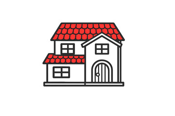 Fototapeta premium Abstract House Icon with Red Roof on Gradient Background