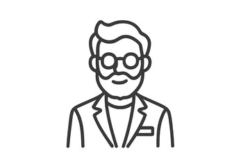 Fototapeta premium Line art icon of a person with glasses and beard