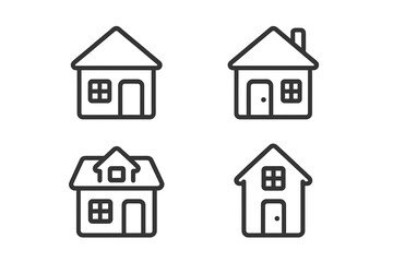 Collection of house icons on a dark background