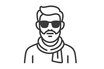 Obraz premium Line art portrait of a man wearing sunglasses and scarf