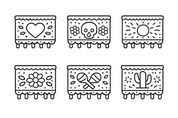 Obraz premium Collection of Mexican folk art inspired icons