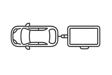 Top-down outline of a car towing a trailer