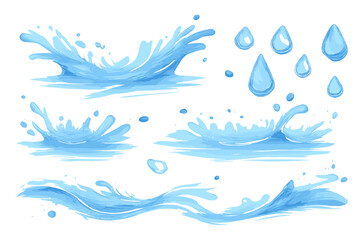 Obraz premium Blue Water Splashes and Droplets