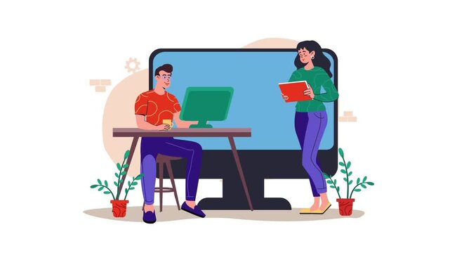 Office Email Communication and Team Collaboration Concept