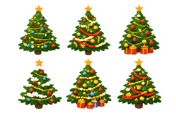 Six Festive Christmas Trees Decorated for the Holidays