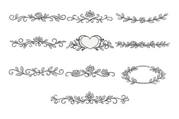 Obraz premium Elegant Floral Flourishes and Heart Frame
