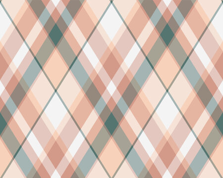 Argyle pattern of geometric rhombus. Harlequin check wallpaper design. Classic diamond shaped textile material for web background, print fabric clothing, sweater, wrapping paper, gift card, invitation