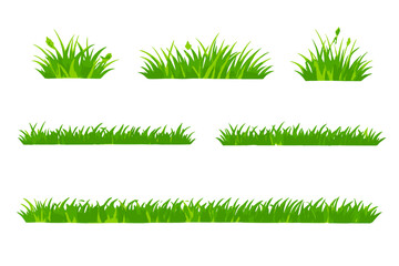 Obraz premium Green Grass Elements Isolated on Gradient Background
