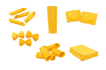 Various Types of Pasta Illuminated with Golden Light