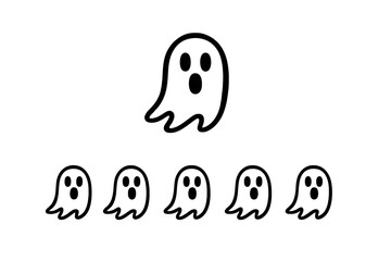Obraz premium Spooky Ghosts in a Row with a Larger Ghost Above