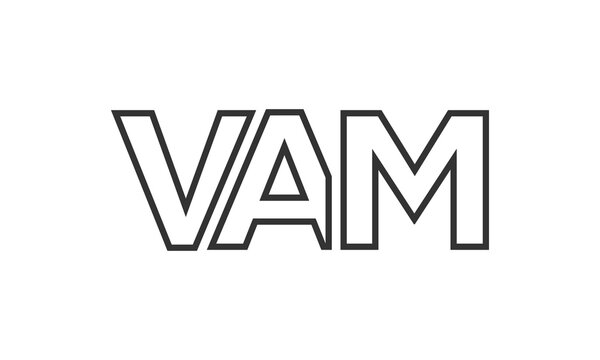 VAM logo design template with strong and modern bold text. Initial based vector logotype featuring simple and minimal typography. Trendy company identity.
