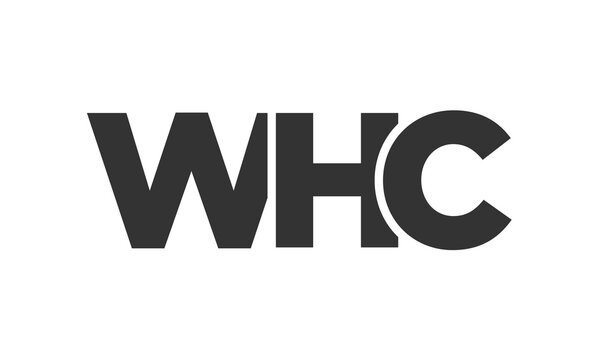 WHC logo design template with strong and modern bold text. Initial based vector logotype featuring simple and minimal typography. Trendy company identity.