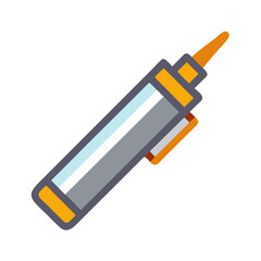 Cartoon sealant gun illustration with black background for design